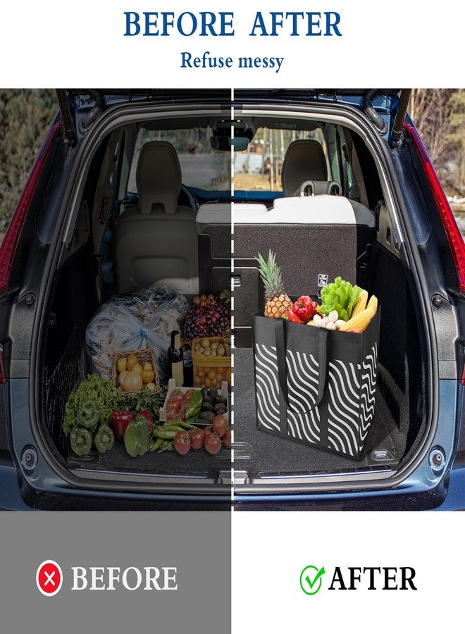 WISELIFE Reusable Grocery Shopping Bags 10 Pack Large Foldable Tote Bags Bulk, Eco Produce Bags with Long Handle for Shopping Groceries Clothes (Plaid D) - Image 4